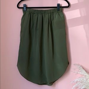 Madewell Dark Green Silk Skirt